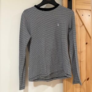 Anine Bing Black and White Striped Long Sleeve Tee